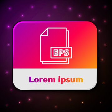White line EPS file document. Download eps button icon isolated on black background. EPS file symbol. Rectangle color button. Vector Illustration