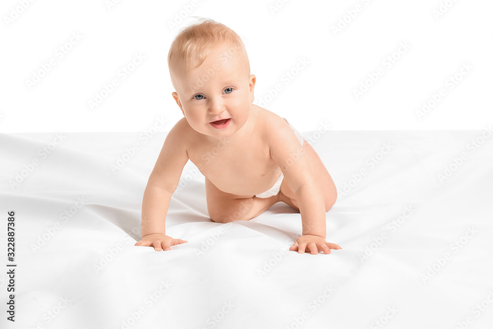 Cute funny baby isolated on white