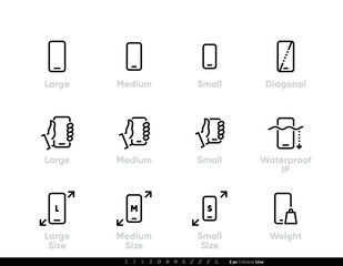 Wall Mural - Smart Phone Tech icons. Editable line vector set on white backgroind.