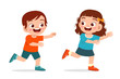 © Colorfuel Studio - happy cute little kid boy and girl play run tag