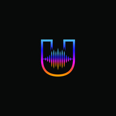 Wall Mural - Initial Letter U Sound Weaves Logo Design Concept
