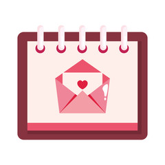 Sticker - envelope mail with heart in calendar isolated icon vector illustration design