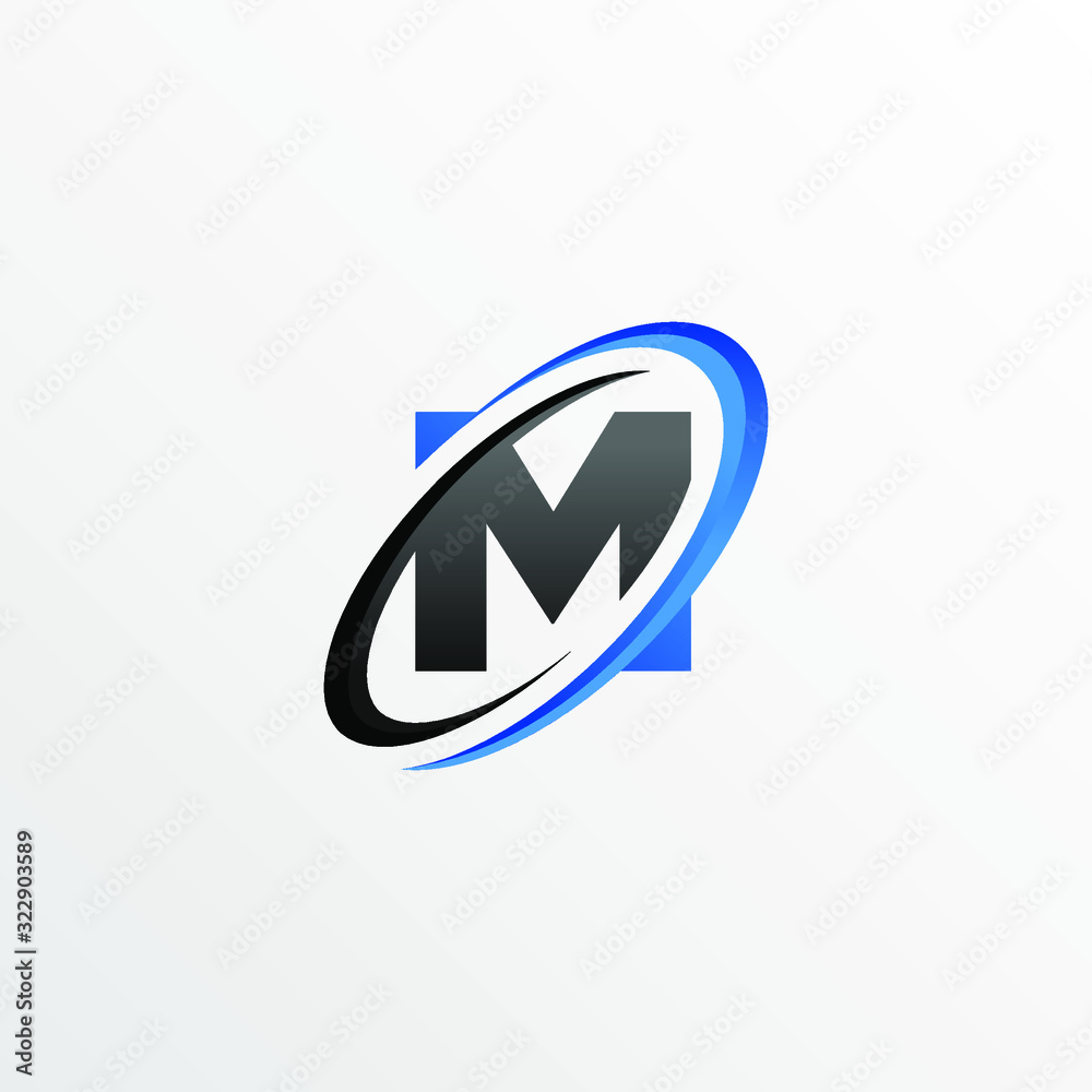 Initial Letter M Logo with Circle Swoosh Element Stock Vector | Adobe Stock