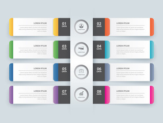 Wall Mural - 8 data infographics tab paper index template. vector illustration abstract background. can be used f
