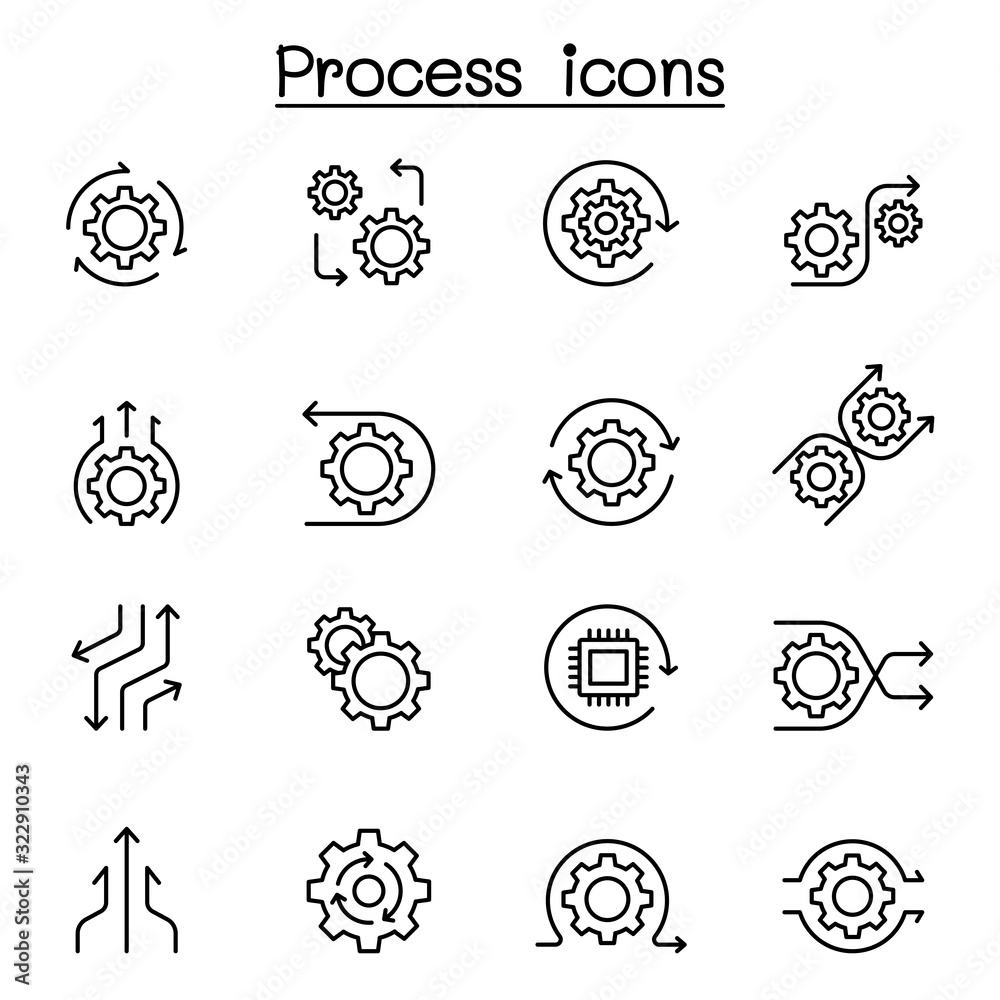 Process icon set in thin line style Stock Vector | Adobe Stock