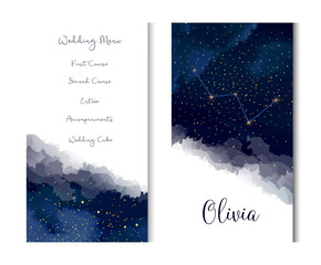 Wall Mural - magic night dark blue sky with sparkling stars vector vertical banner