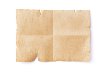 Wall Mural - Horizontally oriented sheet of old ancient vintage paper with two fold lines. Vintage letter template with copy space.