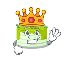 Wall Mural - A cartoon mascot design of kiwi cake performed as a King on the stage