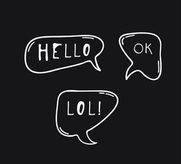 Poster - Hand drawn speech bubble explosion. Pop art design object. Comic book doodle element for dialog. Cartoon style vector collection