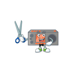 Sticker - Happy smiling barber radio transceiver mascot design style