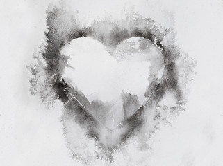 Aufkleber - Watercolour splashes heart on white paper background.