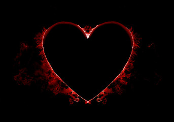 Aufkleber - Watercolour splashes heart on black paper background.