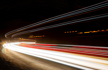 Wall Mural - light trails in tunnel