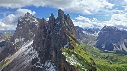 Wall Mural - areal view of seceda in dolomites in summer