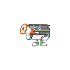 Sticker - A chilly cartoon character of printer with a megaphone