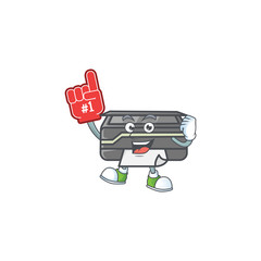 Sticker - A cartoon design of printer holding a Foam finger