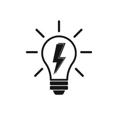 Light bulb vector icon, lamp with lightning, idea icon