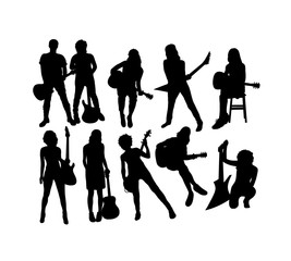 Canvas Print - Guitarist Silhouettes, art vector design