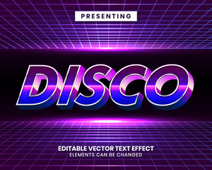 Fototapete - 3d Retrowave futuristic editable text effect