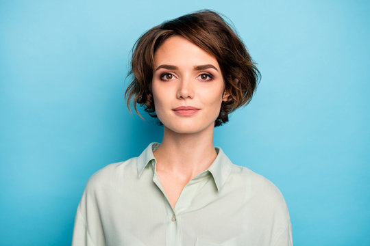 photo of nice attractive business lady short bob hairstyle not smiling serious responsible person we