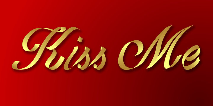 kiss me hand drawn lettering phrase illustration