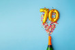 70th anniversary champagne bottle balloon pop