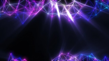 Poster - Purple patterns rotate in the upper and lower parts of the black screen. Seamless loop.