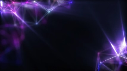 Poster - Diametrically opposed neon polyhedrons rotate against a dark background.