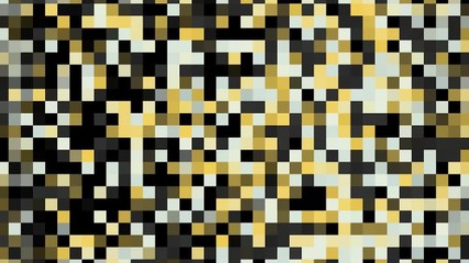 Poster - Colorful pixelated flowing background, seamless loop. Animation. Abstract rows of blinking flat squares moving on black background.