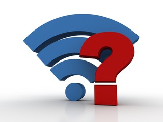 Poster - 3d illustration WiFi symbol with question mark