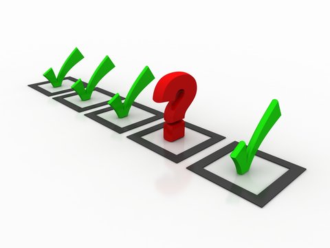 3d rendering question mark with checklist