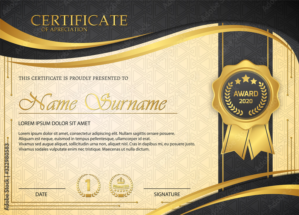 premium golden black certificate template design Stock Vector | Adobe Stock