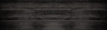 Old Black Gray Rustic Dark Wooden Texture - Wood Background Panorama Long Banner	