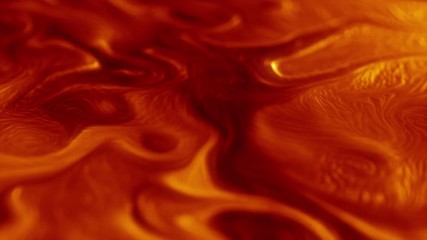 Wall Mural - Abstract 3d render of animated liquid surface looped, warm colors, close up animation with depth of field,