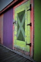 Old Colorful Fish Shack Door