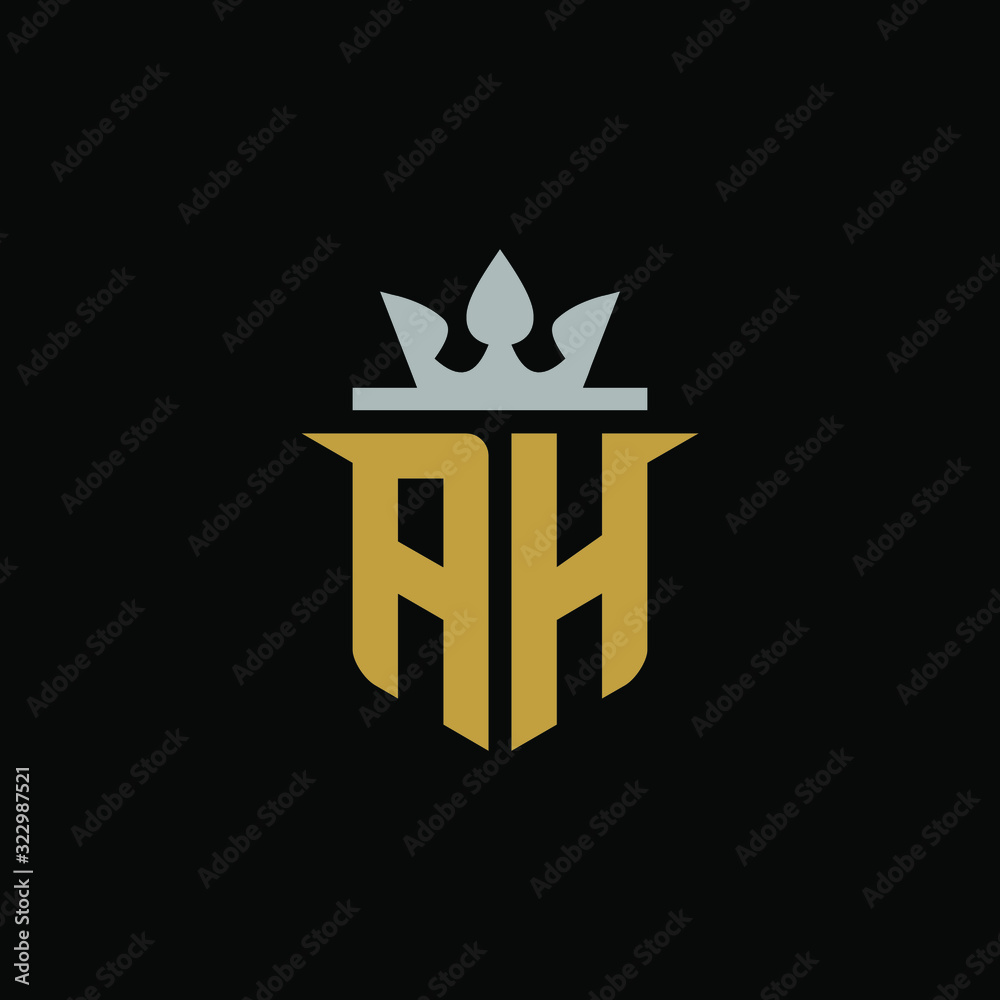 Initial Letter AH with Shield King Logo Design Stock Vector | Adobe Stock