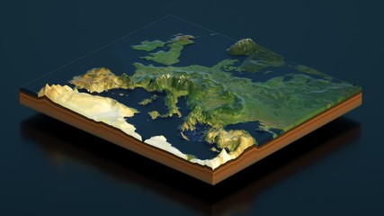 relief map of europe - 3d render