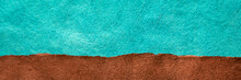 Brown Field And Turquoise Blue Sky  Abstract Paper Landscape