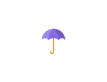Umbrella Vector Flat Icon. Isolated Purple Open Umbrella Emoji Illustration 