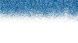 © Vera - Confetti in shades of Classic Blue border on white background. Falling sparkles dots. Shiny dust vector background. The color of 2020 year. Shades of blue glitter texture effect. Easy to edit template