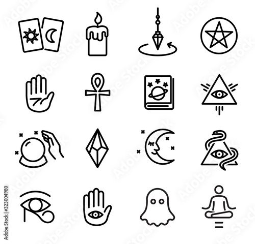 Fotomural Occultism and Spiritism Icons Set