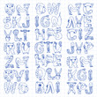 © Anastasia - Animal alphabet. Zoo alphabet. Letters from A to Z. Cartoon cute animals. Elephant, dog, flamingo, giraffe, horse, alligator, bear, cat.