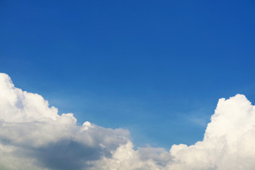 pure and clear blue sky heap white cloud and sunlight shiny on a day