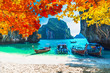 © day2505 - Beautiful nature scenic landscape sea beach in colorful autumn trees, Lao lading island Krabi, Travel in your dream Phuket Thailand beach summer holiday vacation trip, Tourism destination place Asia