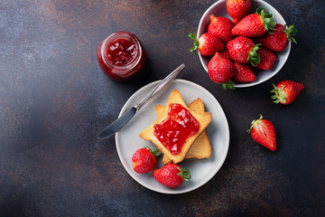 Canvas Print - Toasts with strawberry jam