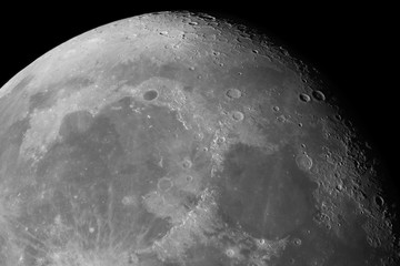 Wall Mural - close-up of the moon surface. main objects and areas: mare serenitatis, mare imbrium, procellarum ba