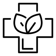 Poster - Herbal medicine cross icon. Outline herbal medicine cross vector icon for web design isolated on white background