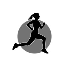 Canvas Print - Running woman icon illustration isolated. Healthy running, Silhouette healthy runner