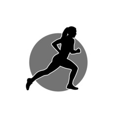 Canvas Print - Running woman icon illustration isolated. Healthy running, Silhouette healthy runner