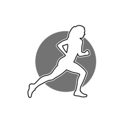 Sticker - Running woman icon illustration isolated. Healthy running, Silhouette healthy runner